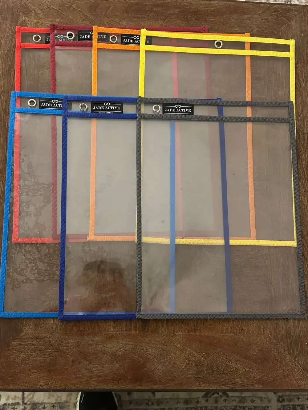 Dry Erase Pockets – Mixed Colors – Used – Reusable Classroom Sleeves (Set of 7)